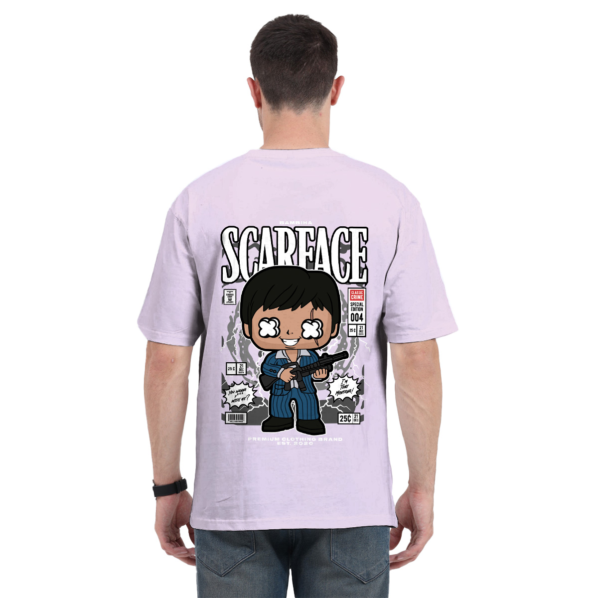 Scarface Tony Montana Cartoon Oversized T-Shirt | Oversized T-Shirt for Men  and Women | Bambiha | Quality T-Shirt